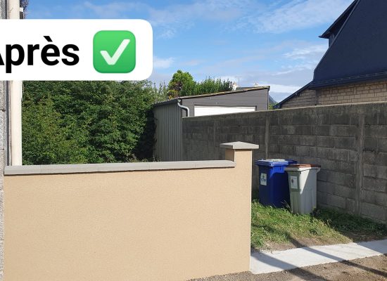 Reconstruction muret portail enduit VL Maçonnerie Rénovation Saint Malo